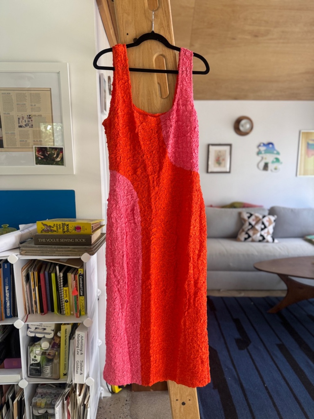 Mara Hoffman Sloan Pink and Orange Popcorn Textured Sleeveless Dress (3X)